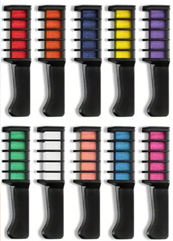 10 Color Hair Chalk Comb