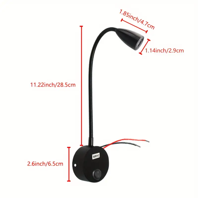 Gooseneck 3W LED Reading Light,12-24VDC