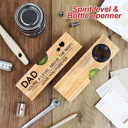 Wooden Level with Bottle 0pener