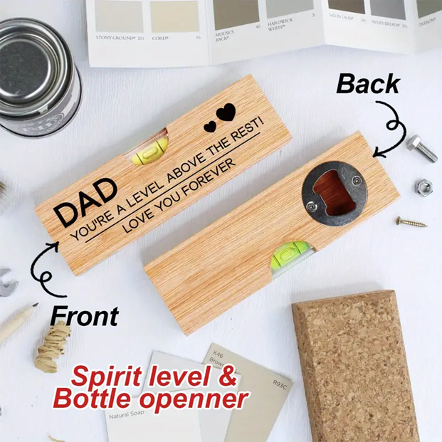 Wooden Level with Bottle 0pener