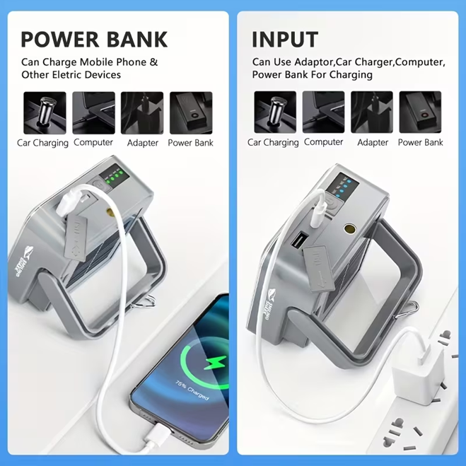 Smiling Shark Portable LED Camping Light with USB Power Bank