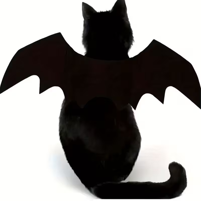 Adjustable Black Bat Wings for Cats and Small Dogs