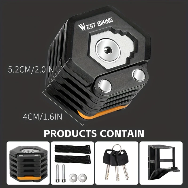 WEST BIKING Hexagonal Foldable Bicycle Lock