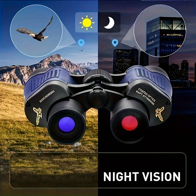 High-Powered Binoculars With BAK4 Prism Optics -  With Storage Bag