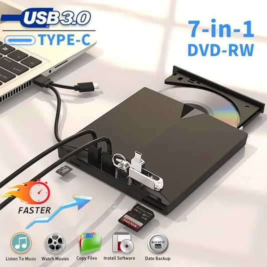 7-in-1 USB 3.0 Portable CD/DVD Drive