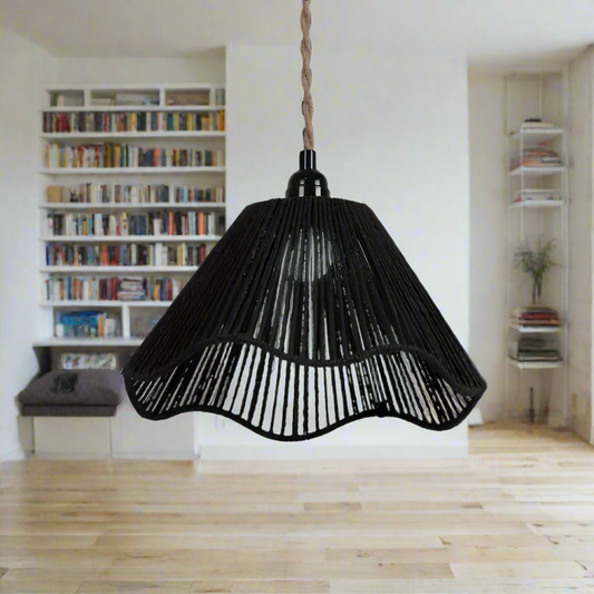 Art Deco Hand-Woven Linen Pendant Light Shade