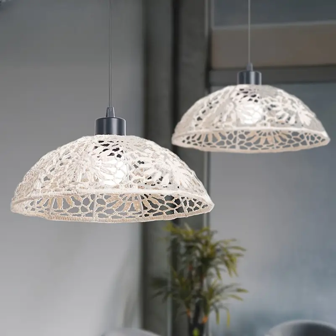 Boho-Chic Handwoven Rope Pendant Lamp Shade