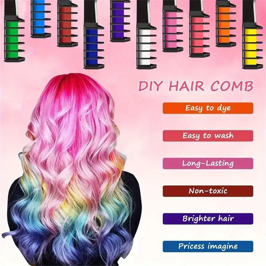 10 Color Hair Chalk Comb